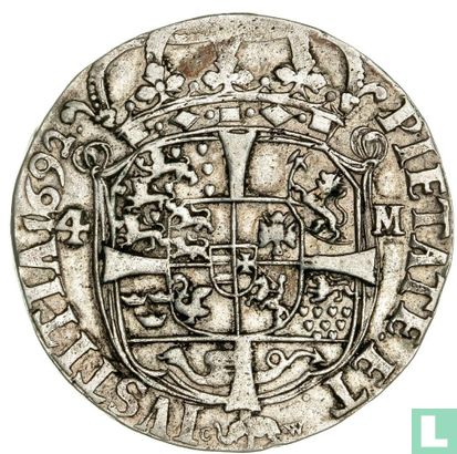 Danemark 1 kroon 1692 (année dans les canelures) - Image 1
