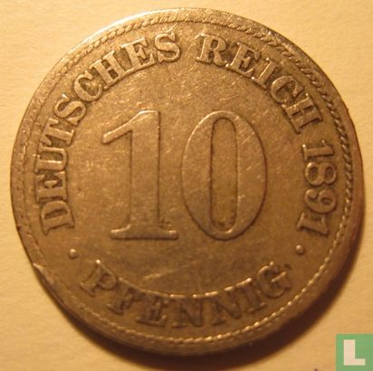 Empire allemand 10 pfennig 1891 (E) - Image 1