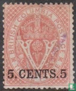 "V" and crown with overprint