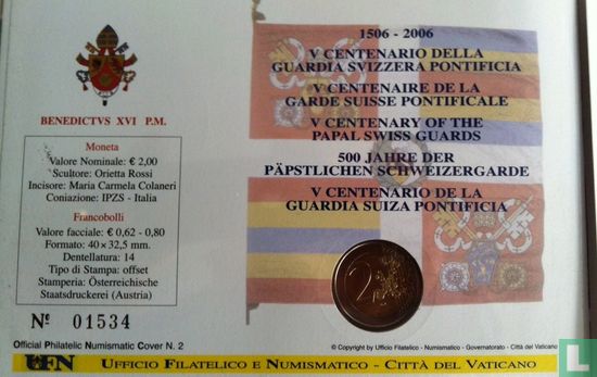 Vatican 2 euro 2006 (Numisbrief) "500th anniversary of the papal Swiss Guard" - Image 2