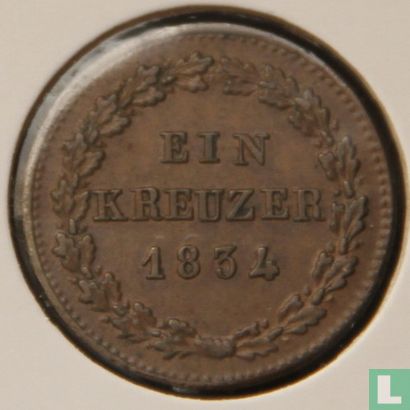 Nassau 1 kreuzer 1834 - Afbeelding 1