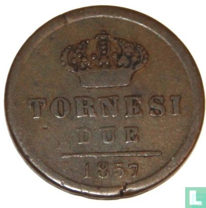 Kingdom of the Two Sicilies 2 tornesi 1857 - Image 1