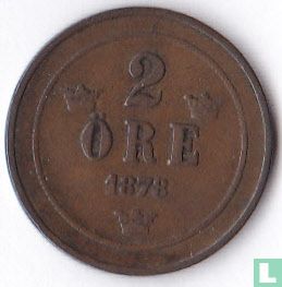 Suède 2 öre 1878 (gros caractères) - Image 1