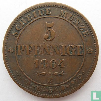 Saksen-Albertine 5 pfennige 1864 - Afbeelding 1