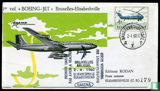 1e vlucht Boeing-jet Brussel-Elisabethville