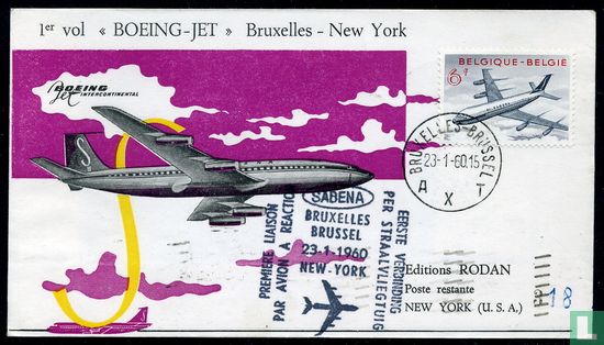 1er vol Boeing-jet Bruxelles-New York