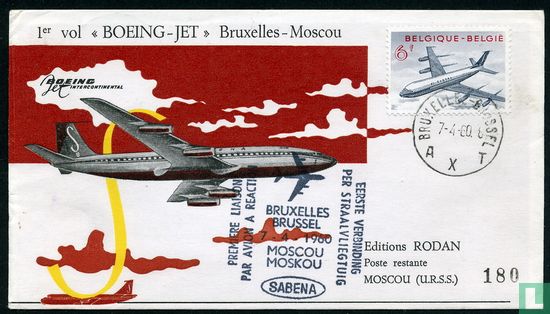 1e vlucht Boeing-jet Brussel-Moscou