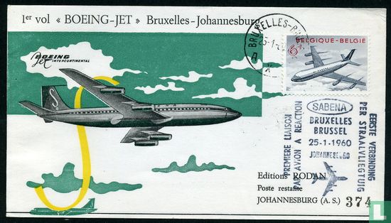 1e vlucht Boeing-jet Brussel-Johannesburg