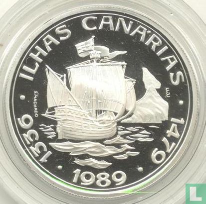 Portugal 100 escudos 1989 (PROOF - zilver) "Discovery of the Canary Islands" - Afbeelding 1