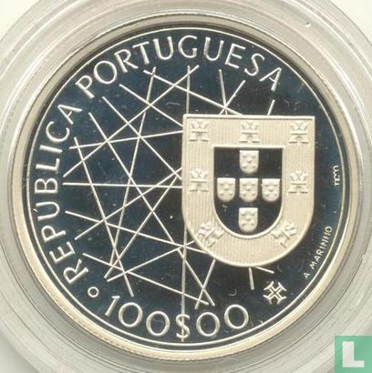Portugal 100 escudos 1989 (PROOF - zilver) "Discovery of the Azores" - Afbeelding 2