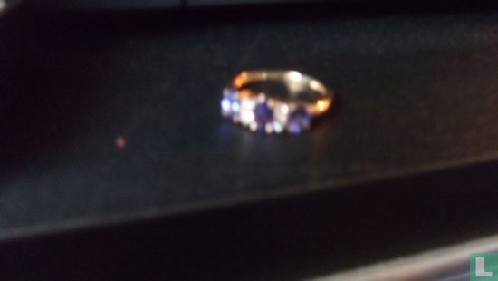 Gouden ring met tanzaniet en diamanten - Afbeelding 3