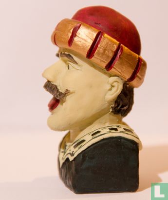 Mohr mit Schnurrbart und goldfarbenen Turban mit roten Punkten. - Bild 2