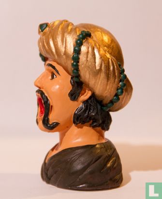 Mohr mit Schnurrbart, goldfarbenen Turban mit dunkel grüne Perlen. - Bild 2