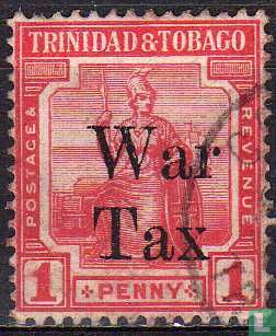 Seated Britannia, with overprint "War Tax"