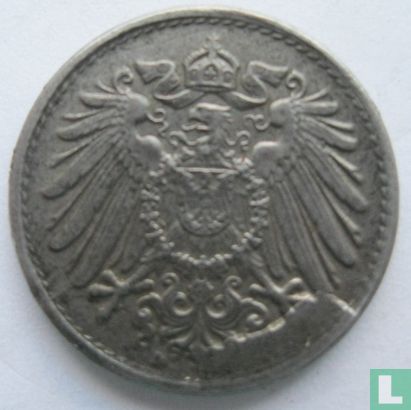 Empire allemand 5 pfennig 1922 (J - fauté) - Image 2