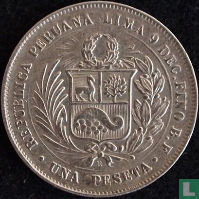 Peru 1 peseta 1880 (B) - Image 2