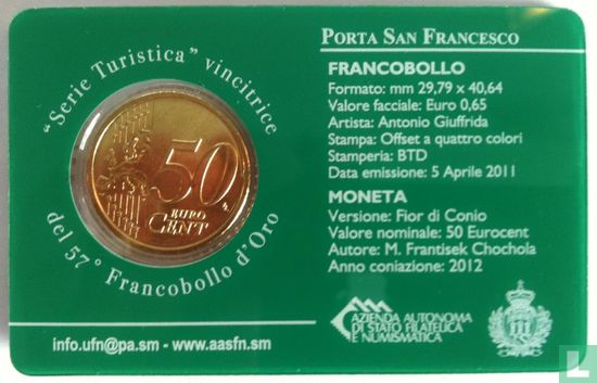 San Marino 50 cent 2012 (stamp & coincard 6/6) - Afbeelding 2