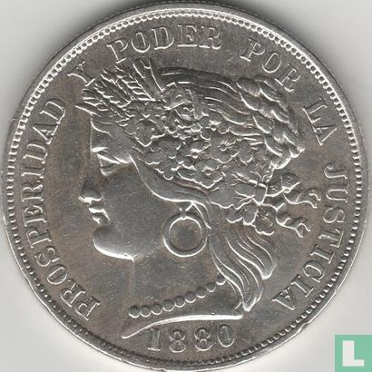 Pérou 5 pesetas 1880 (B) - Image 1