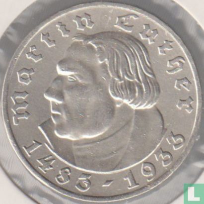 Duitse Rijk 5 reichsmark 1933 (A) "450th anniversary Birth of Martin Luther" - Afbeelding 1