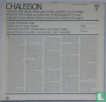 E. Chausson / Concert pour Violon, Piano et Quatuor a cordes Ré majeur Op. 21 - Bild 2