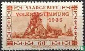 Mine shaft with overprint VOLKSABSTIMMUNG 1935