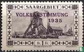 Mine shaft with overprint VOLKSABSTIMMUNG 1935 