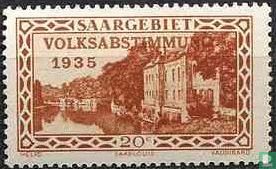 Vaubank-Kaserne in Saarlouis mit Aufdruck VOLKSABSTIMMUNG 1935