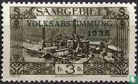 Steel mills in Burbach with overprint VOLKSABSTIMMUNG 1935
