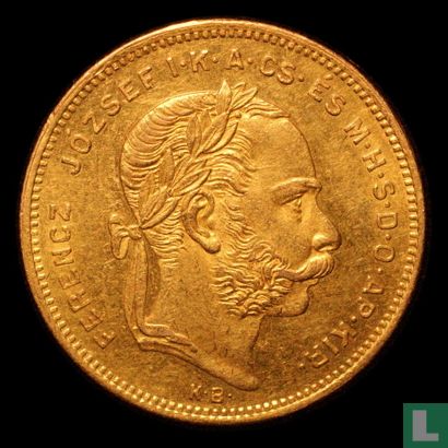 Hongarije 8 forint / 20 francs 1878 - Afbeelding 2