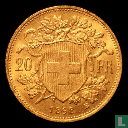 Zwitserland 20 francs 1898 - Afbeelding 1
