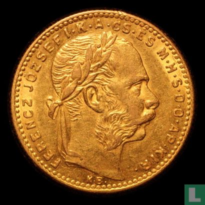Hongarije 8 forint / 20 francs 1890 - Afbeelding 2