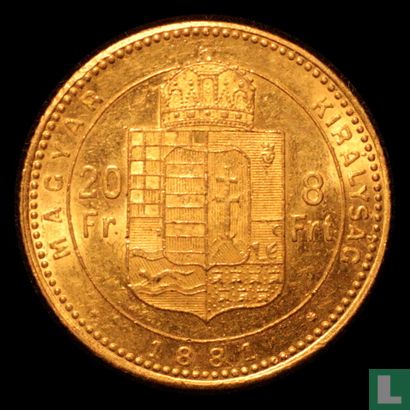 Hongarije 8 forint / 20 francs 1881 - Afbeelding 1
