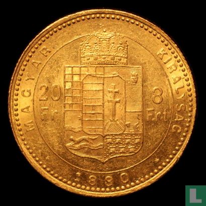 Hongrie 8 forint / 20 francs 1880 - Image 1