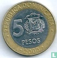 Dominicaanse Republiek 5 pesos 2005 - Afbeelding 1