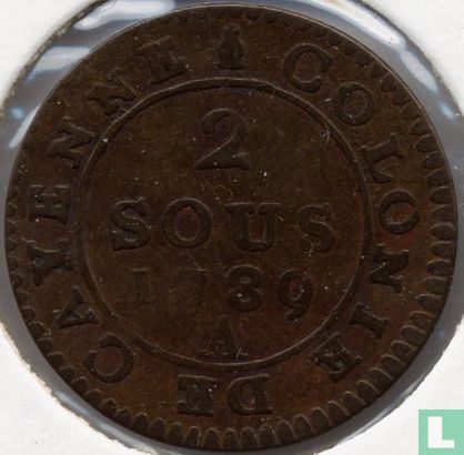 French Guiana 2 sous 1789 (type 1) - Image 1