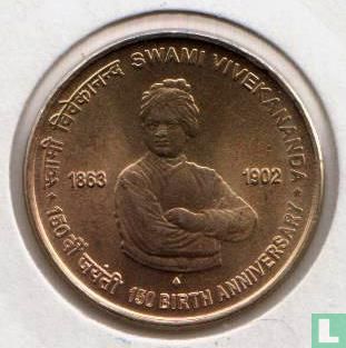 India 5 rupees 2013 (Mumbai) "150th Anniversary of the Birth of Swami Vivekananda" - Afbeelding 1