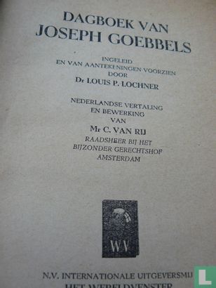 Dagboek van Joseph Goebbels 1e druk - Image 3