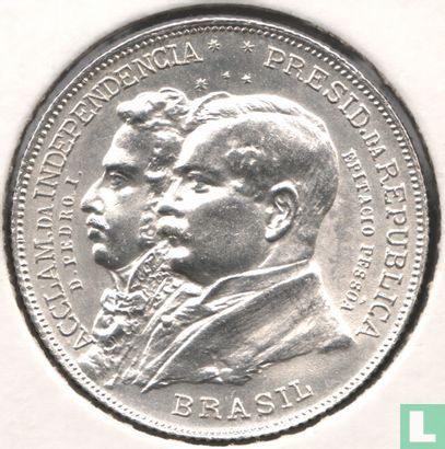 Brasilien 2000 Réis 1922 (Silber 900‰) "Centenary of Independence" - Bild 2