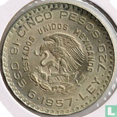 Mexico 5 pesos 1957 "100th anniversary of constitution" - Afbeelding 1
