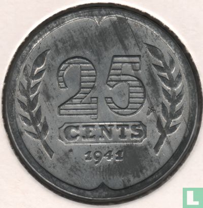 Pays-Bas 25 cents 1941 (type 2) - Image 1