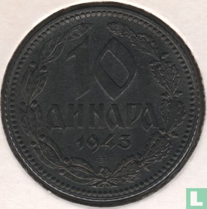 Serbie 10 dinara 1943 - Image 1