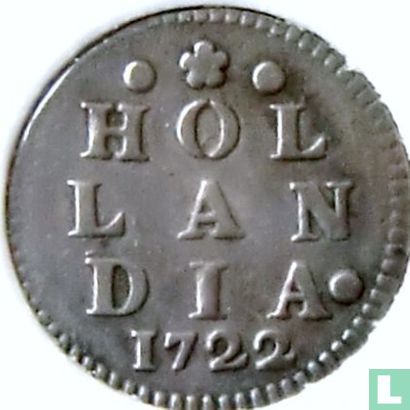 Holland 2 stuiver 1722 (ovale O in HOLLAND) - Afbeelding 1