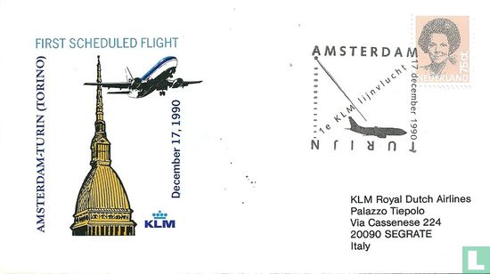 Erster Linienflug Amsterdam-Turin