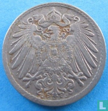 Empire allemand 5 pfennig 1915 (J - cuivre-nickel - fauté) - Image 2