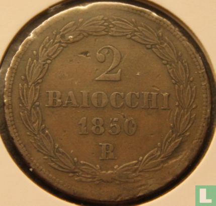 États pontificaux 2 baiocchi 1850 (IV R) - Image 1