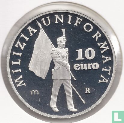 San Marino 10 euro 2005 (PROOF) "500 years of San Marino military uniform" - Image 2