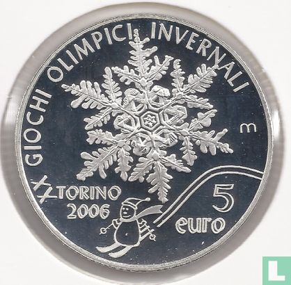 San Marino 5 euro 2005 (PROOF) "2006 Winter Olympics in Turin" - Image 2