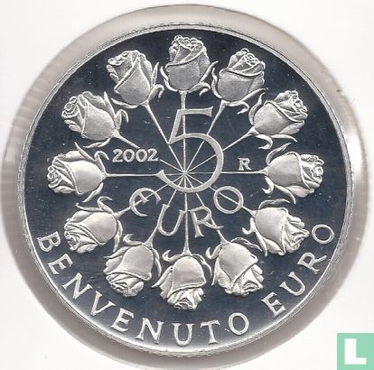 San Marino 5 euro 2002 (PROOF) "Welcome to the euro" - Image 1