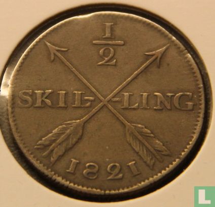 Sweden ½ skilling 1821 - Image 1