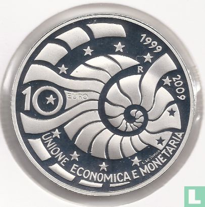 San Marino 10 euro 2009 (PROOF) "10 years European Monetary Union" - Image 1